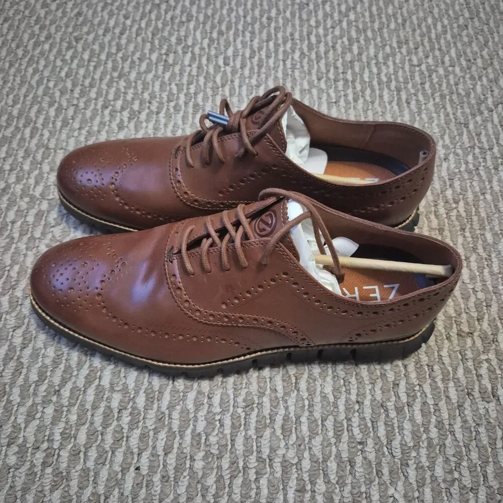 Cole Haan Men's Zerogrand Wingtip Oxford Brown C29411 British Dress Shoes 12